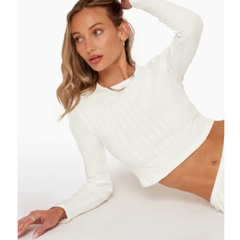 Set Active Pointelle Long Sleeve Crop Top